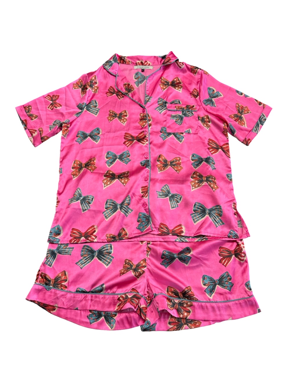 Pink Bow Print Pajama Set